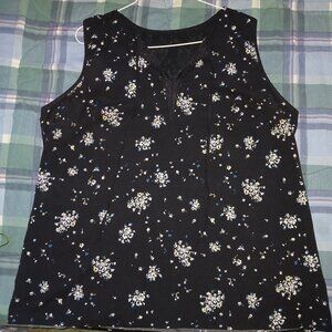Women's black and white floral blouse